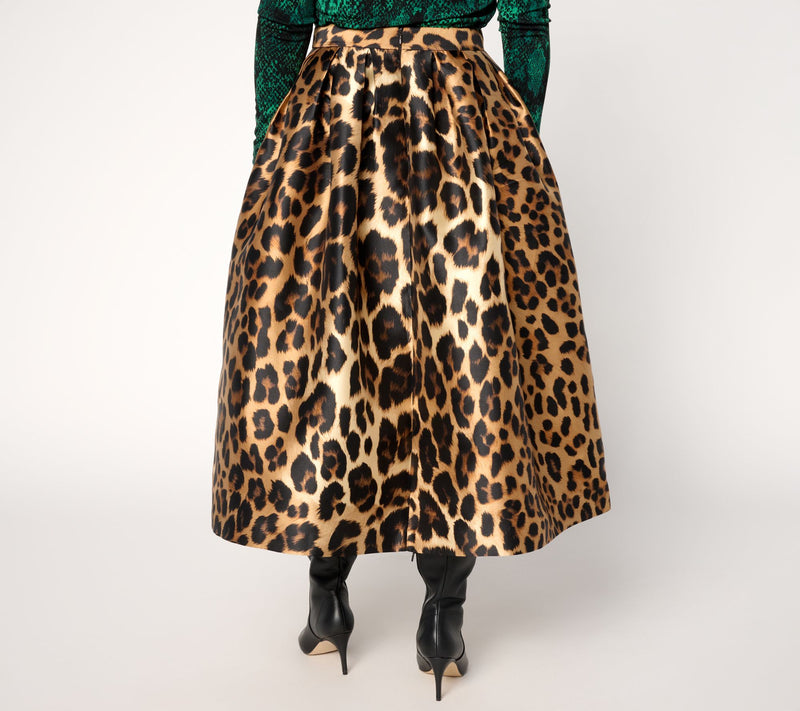 Carla Rockmore Collection Petite Printed Taffeta Midi Ball Skirt — View 5