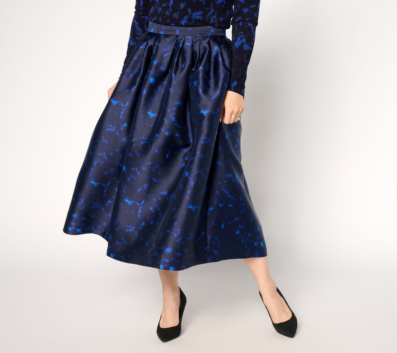 Carla Rockmore Collection Petite Printed Taffeta Midi Ball Skirt — View 2