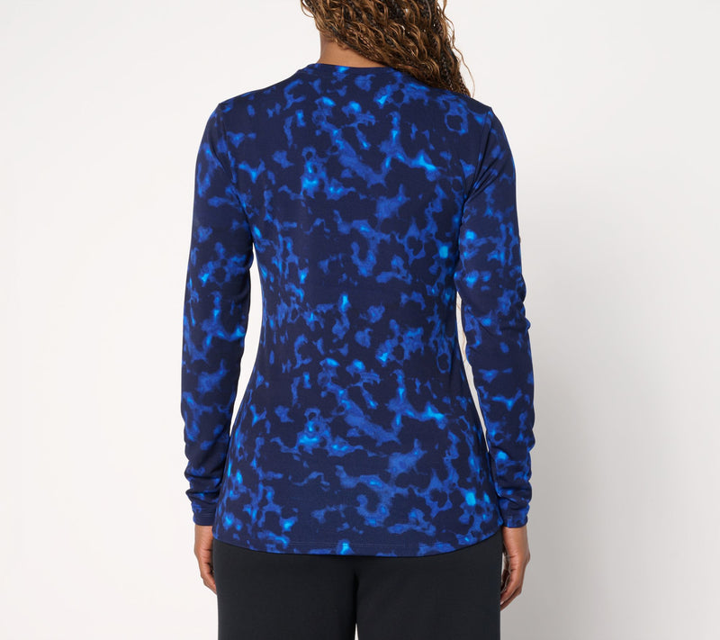 Carla Rockmore Collection Printed Long Sleeve Crew Neck Top — View 12