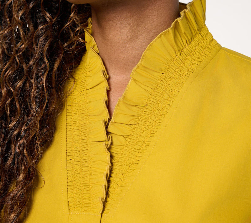 Carla Rockmore Collection Ruffle Neck Poplin Shirt — View 6