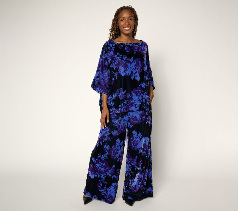 Carla Rockmore Collection Printed Velvet Boat Neck Top — View 5