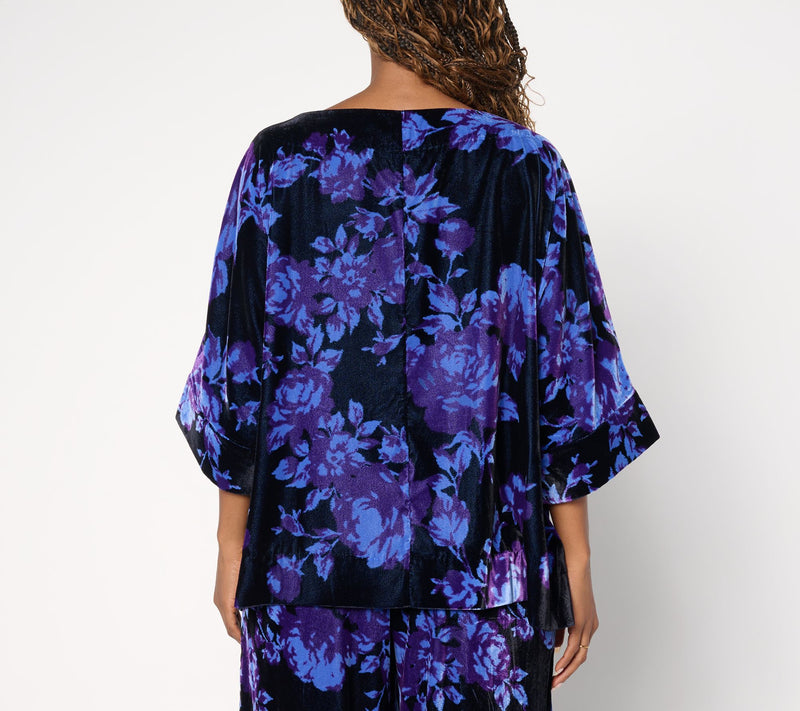 Carla Rockmore Collection Printed Velvet Boat Neck Top — View 4