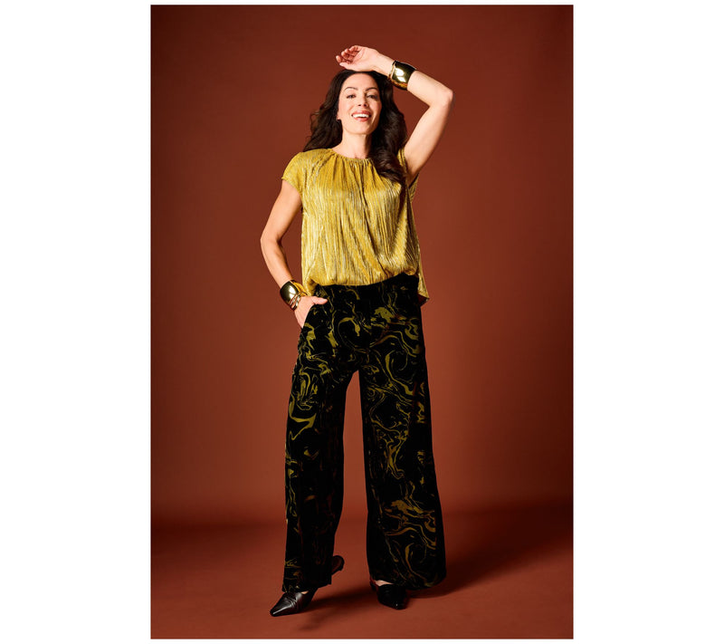 Carla Rockmore Collection Metallic Pleated Foil Top — View 7
