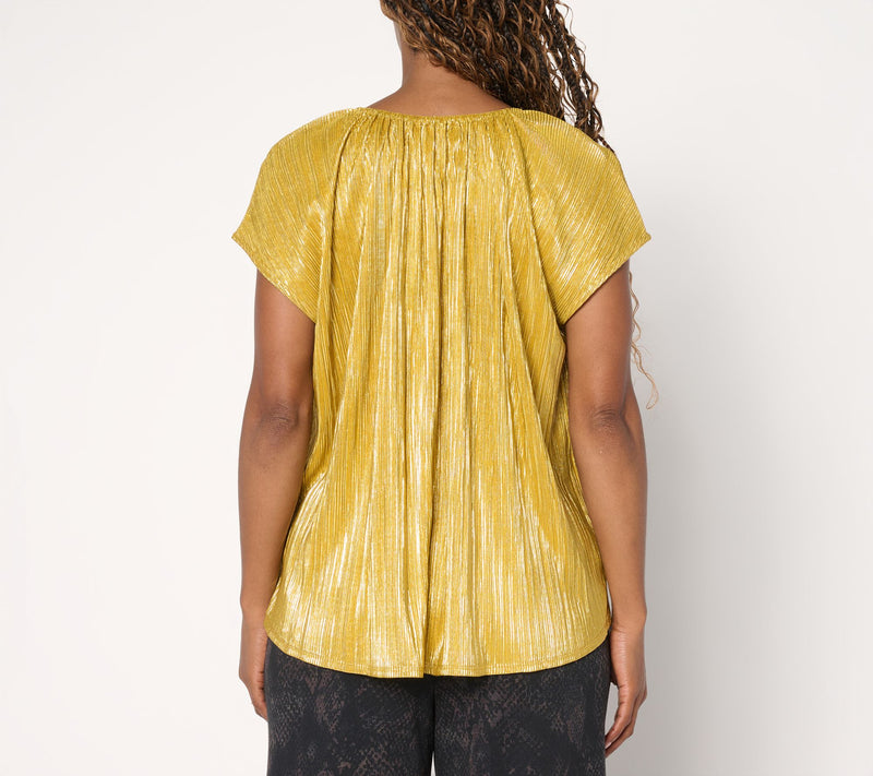Carla Rockmore Collection Metallic Pleated Foil Top — View 4
