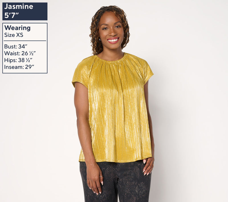 Carla Rockmore Collection Metallic Pleated Foil Top — View 3