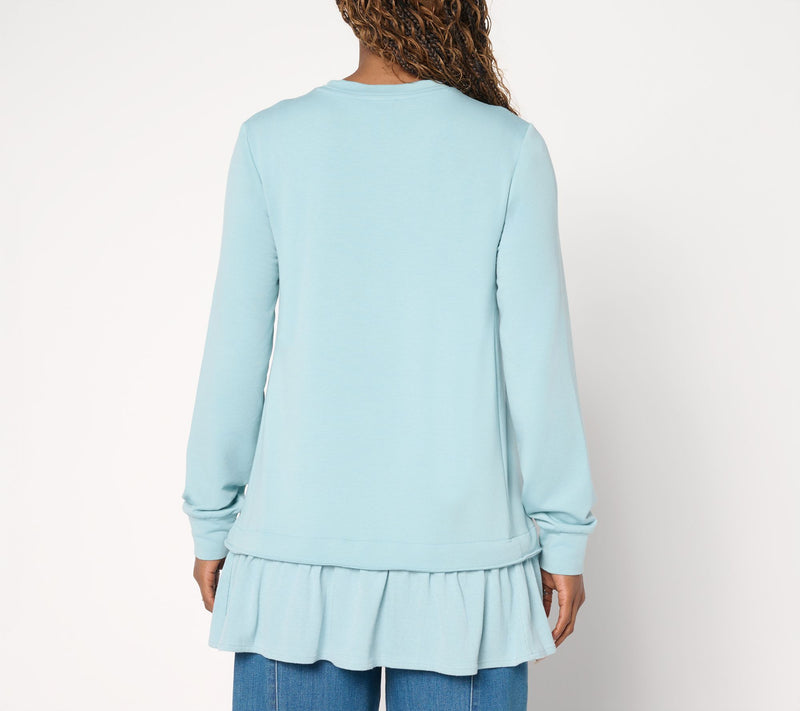 LOGO by Lori Goldstein French Terry Top with Rib Knit Hem — View 4