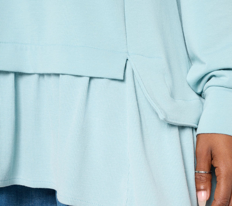LOGO by Lori Goldstein French Terry Top with Rib Knit Hem — View 6