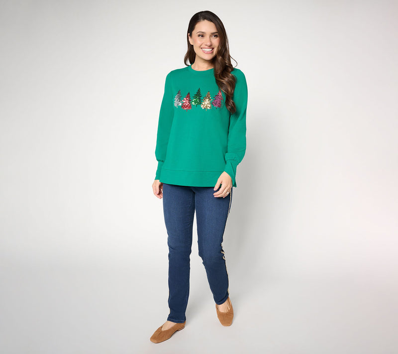 Belle by Kim Gravel Regular TripleLuxe Denim Sequin Striped Jean — View 5