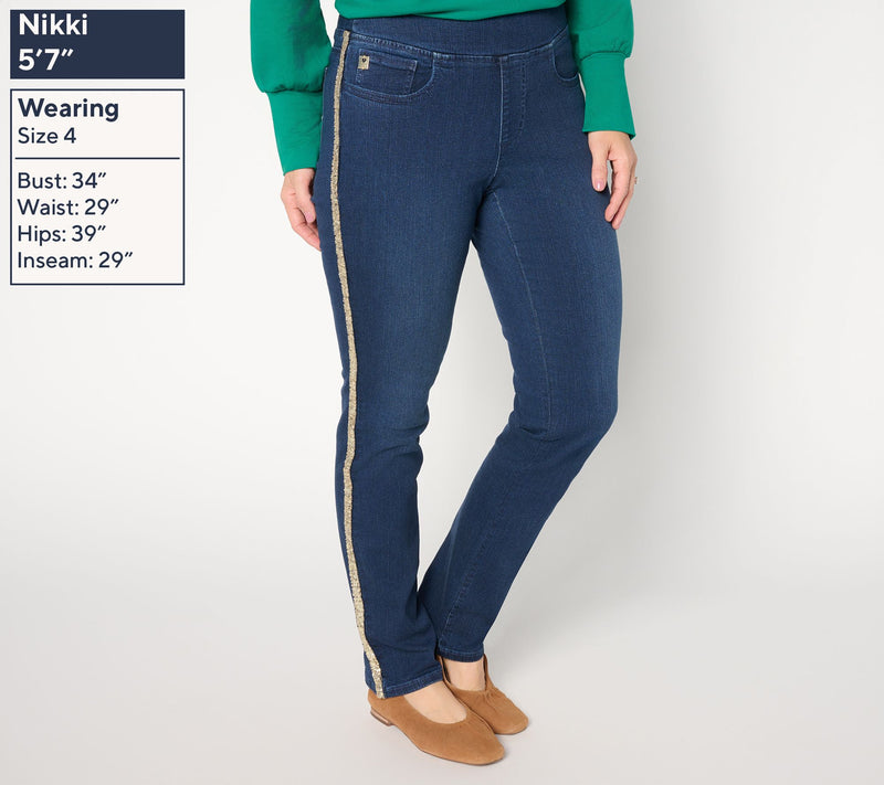 Belle by Kim Gravel Regular TripleLuxe Denim Sequin Striped Jean — View 3