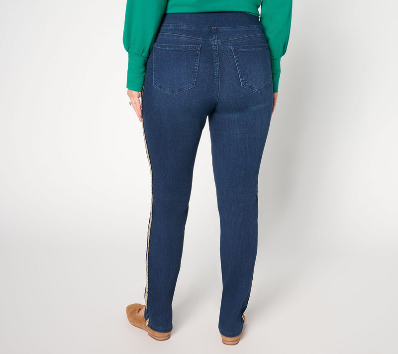 Belle by Kim Gravel Regular TripleLuxe Denim Sequin Striped Jean — View 4