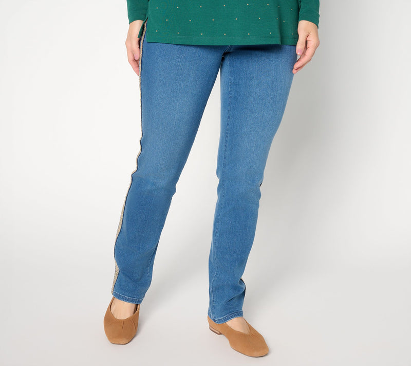 Belle by Kim Gravel Regular TripleLuxe Denim Sequin Striped Jean — View 12