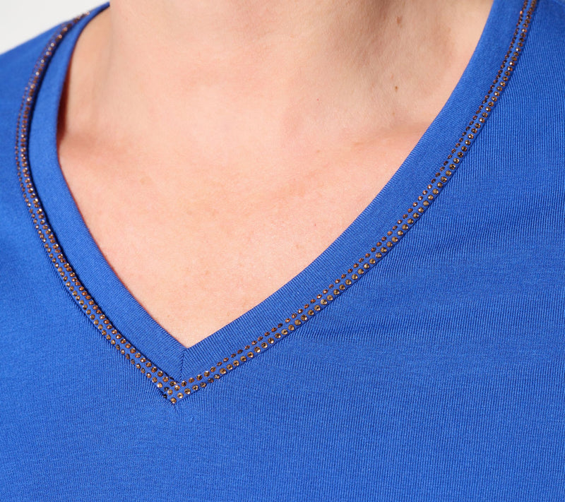 Jingle Belles by Kim Gravel TripleLuxe Knit Sparkle V-Neck Top — View 6