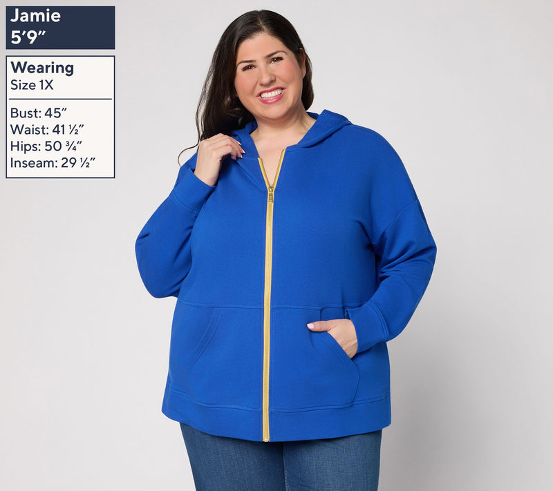 Belle by Kim Gravel French Terry Golden Zip Hoodie — View 2