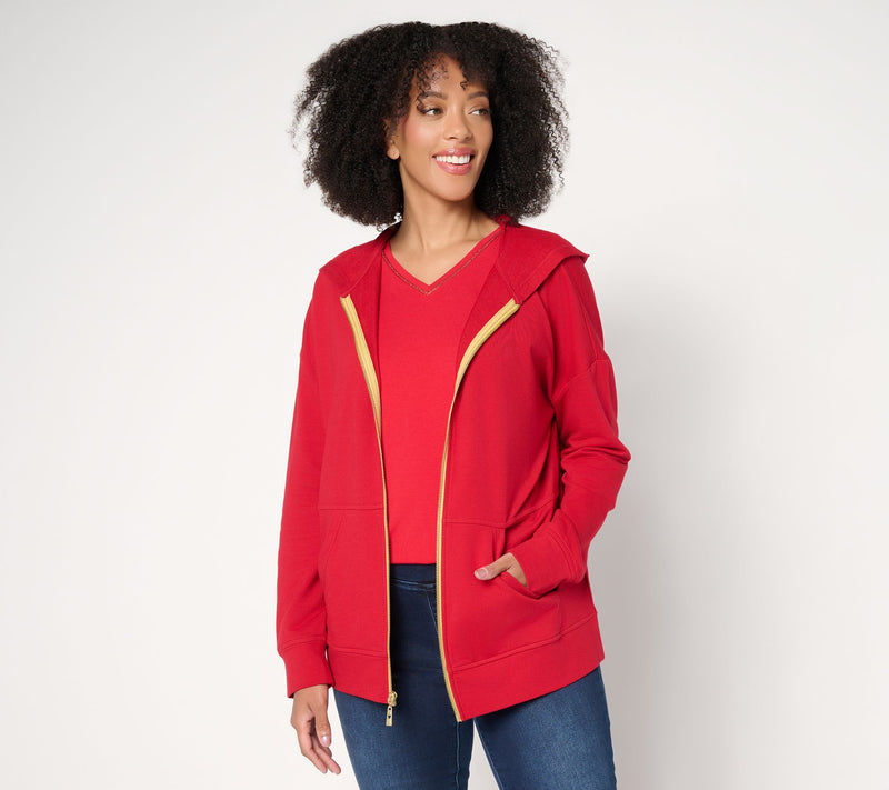 Belle by Kim Gravel French Terry Golden Zip Hoodie — Main view