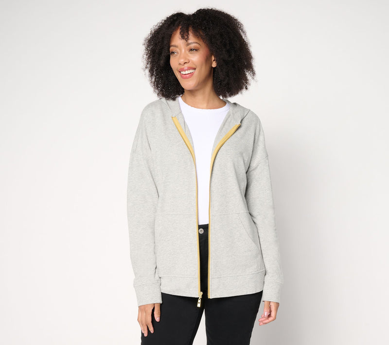 Belle by Kim Gravel French Terry Golden Zip Hoodie — View 16