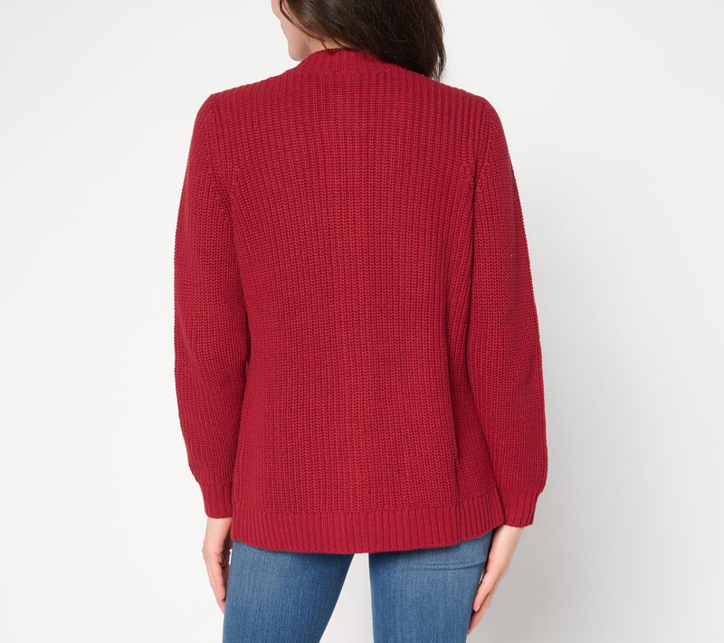Jingle Belles by Kim Gravel Chunky Shaker Knit Gold Button Cardigan — View 4
