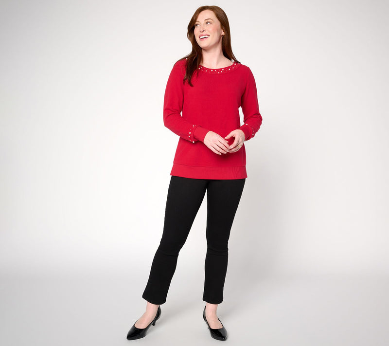 Jingle Belles by Kim Gravel Simulated Pearl Boatneck Top — View 5