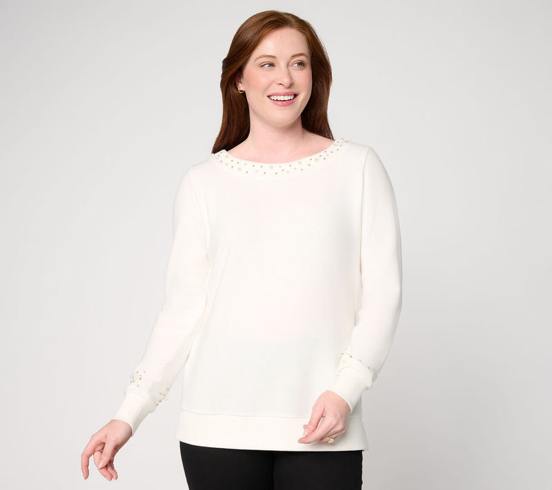 Jingle Belles by Kim Gravel Simulated Pearl Boatneck Top — View 13