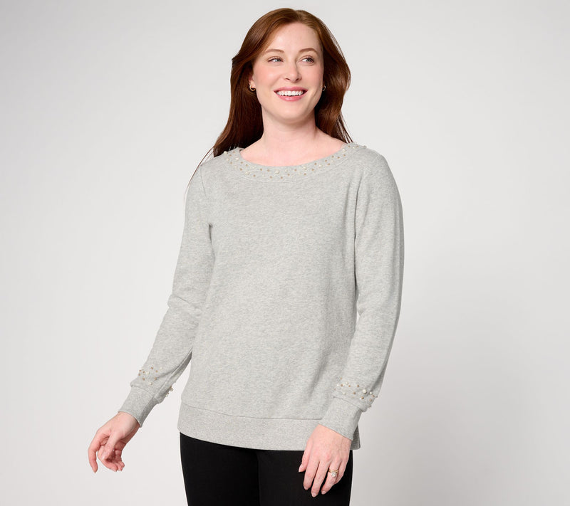 Jingle Belles by Kim Gravel Simulated Pearl Boatneck Top — View 16