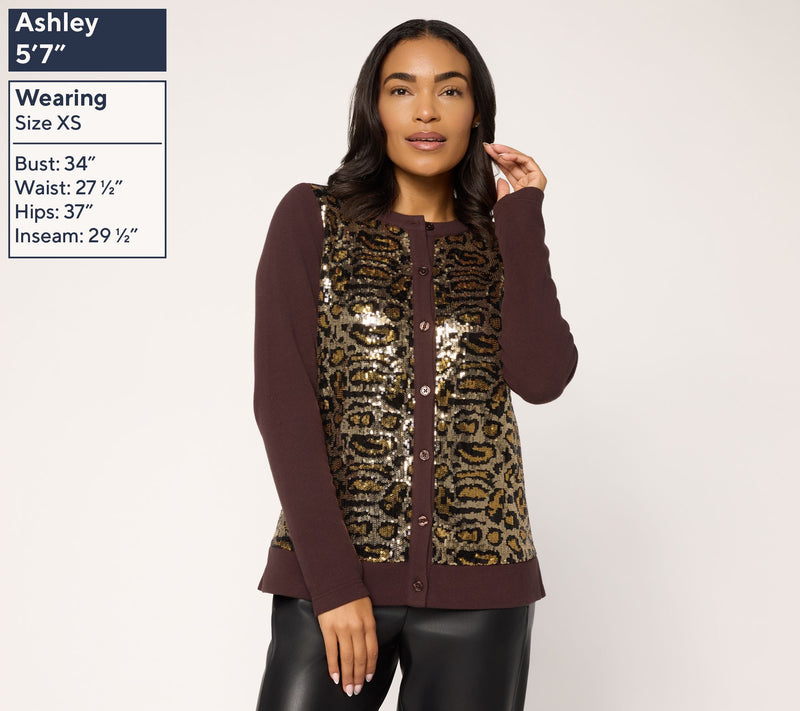 Jingle Belles by Kim Gravel Animal Chic Sequin Cardigan — View 8