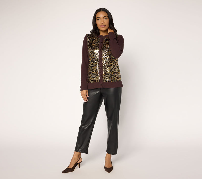 Jingle Belles by Kim Gravel Animal Chic Sequin Cardigan — View 10