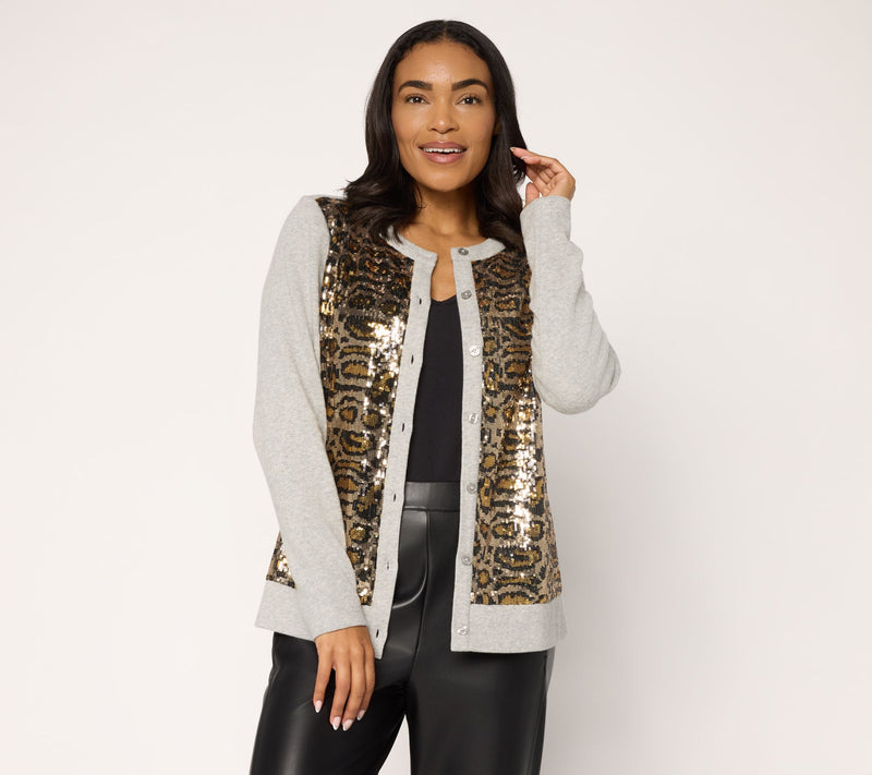 Jingle Belles by Kim Gravel Animal Chic Sequin Cardigan — View 3