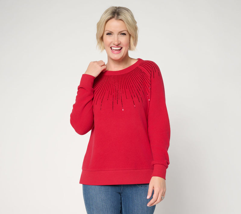 Jingle Belles by Kim Gravel Starburst Sequin Knit Top — View 5