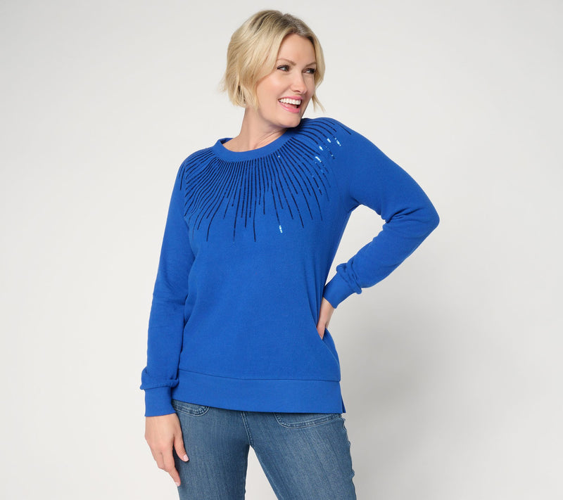 Jingle Belles by Kim Gravel Starburst Sequin Knit Top — View 9
