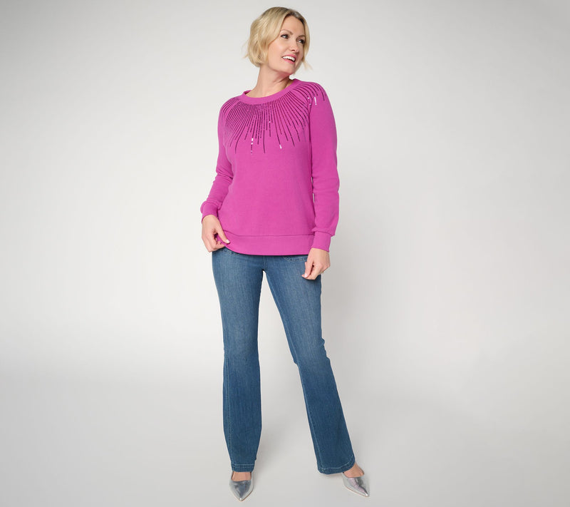 Jingle Belles by Kim Gravel Starburst Sequin Knit Top — View 18