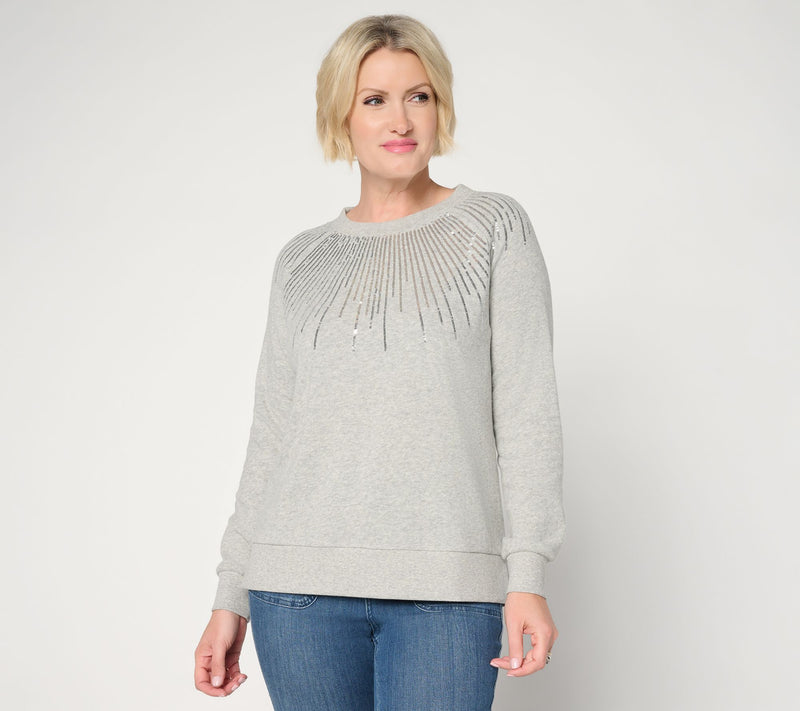 Jingle Belles by Kim Gravel Starburst Sequin Knit Top — View 11