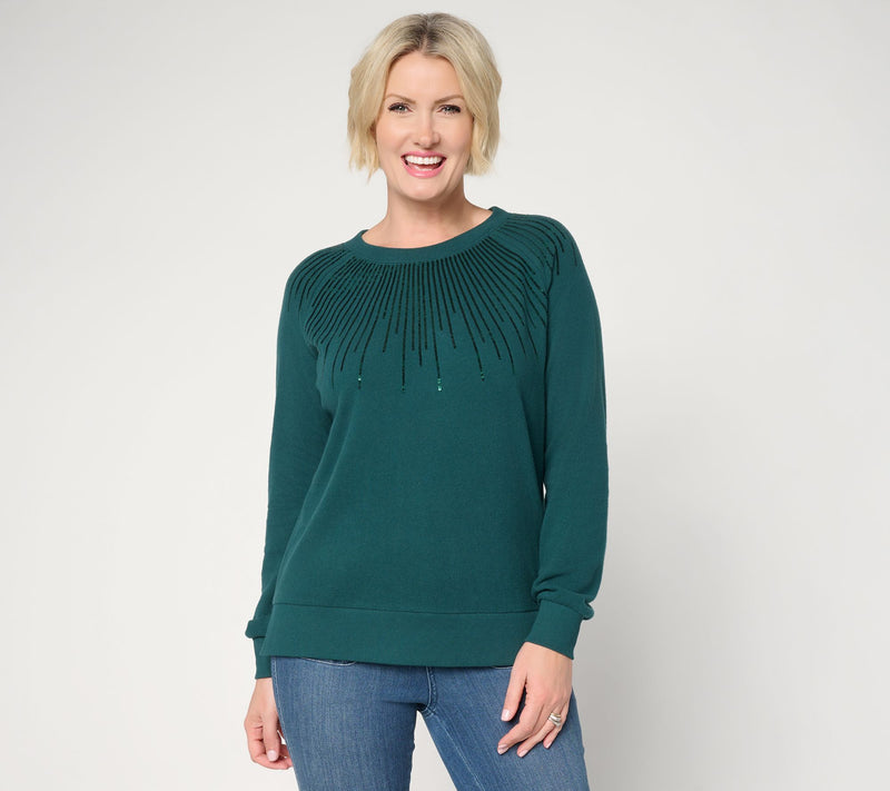 Jingle Belles by Kim Gravel Starburst Sequin Knit Top — View 13