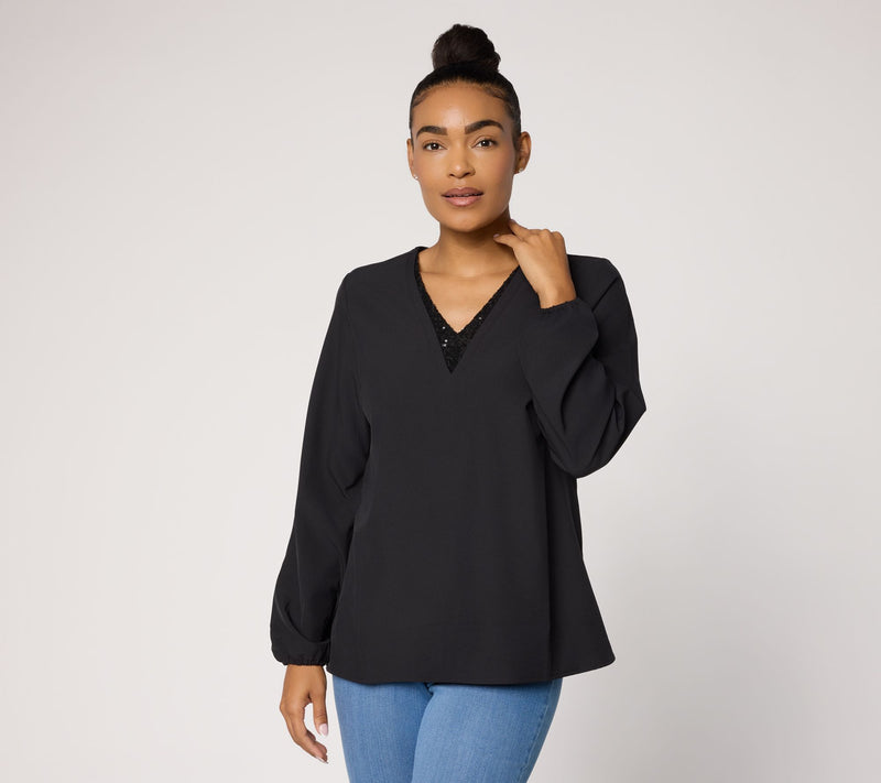 Jingle Belles by Kim Gravel Dazzling Popover Blouse — View 3