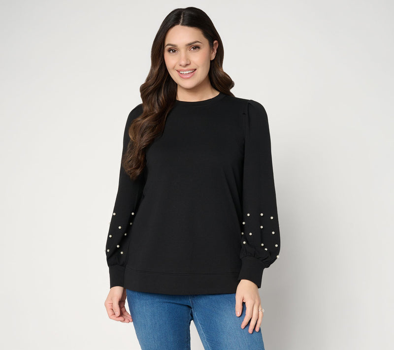 Jingle Belles by Kim Gravel Uptown Pearls Blouson Sleeve Sweatshirt — View 13