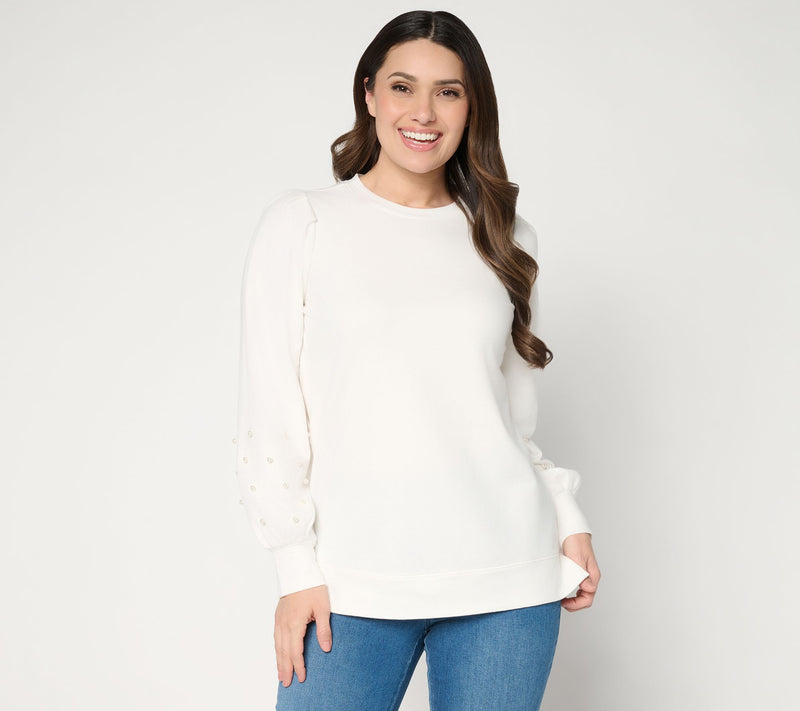 Jingle Belles by Kim Gravel Uptown Pearls Blouson Sleeve Sweatshirt — View 14