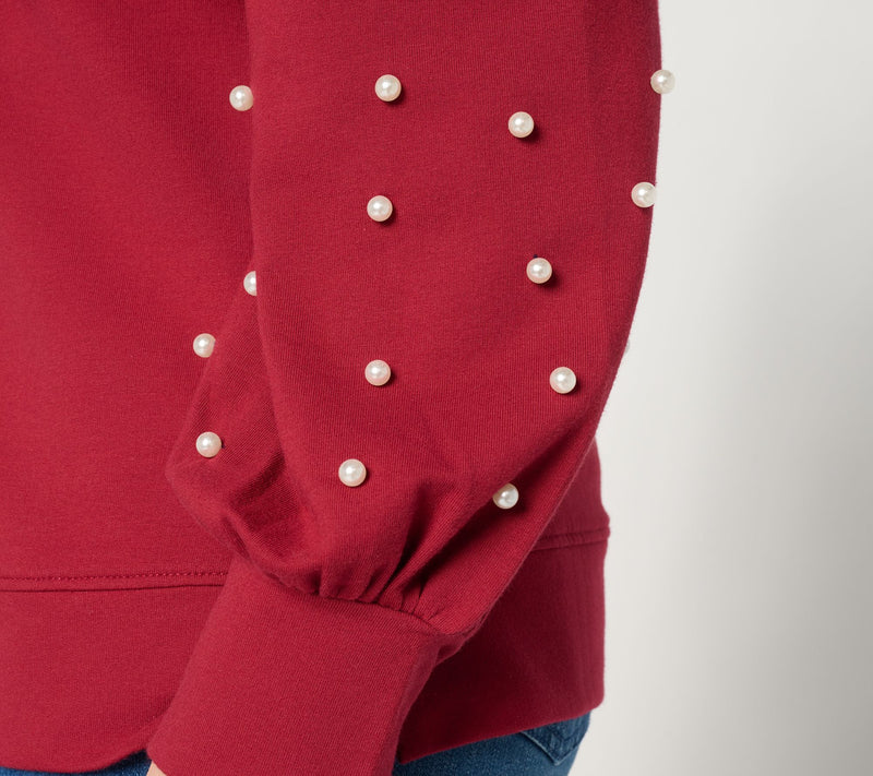 Jingle Belles by Kim Gravel Uptown Pearls Blouson Sleeve Sweatshirt — View 6