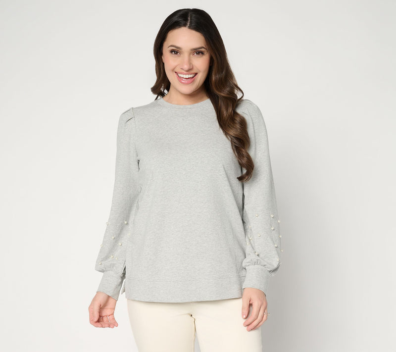 Jingle Belles by Kim Gravel Uptown Pearls Blouson Sleeve Sweatshirt — View 16