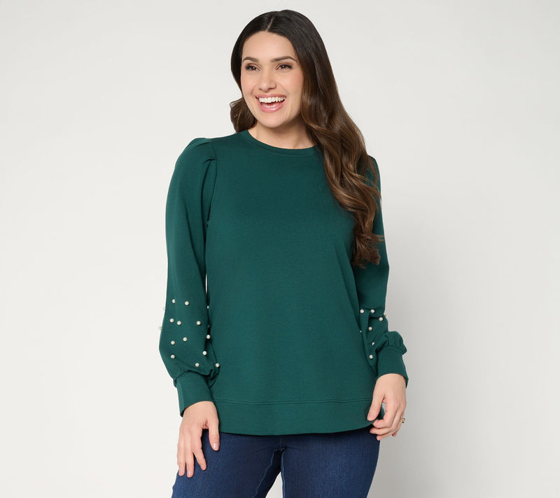 Jingle Belles by Kim Gravel Uptown Pearls Blouson Sleeve Sweatshirt — View 17