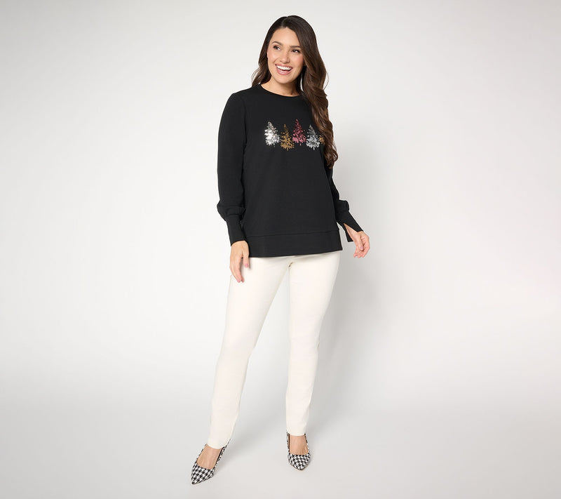 Belle by Kim Gravel Petite TripleLuxe Twill Sequin Striped Jean — View 4