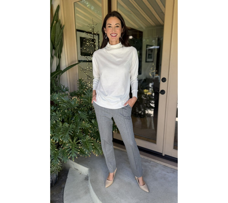 BEAUTIFUL by Lawrenc Zarian Regular Pull-On Pinstripe Pants — View 11