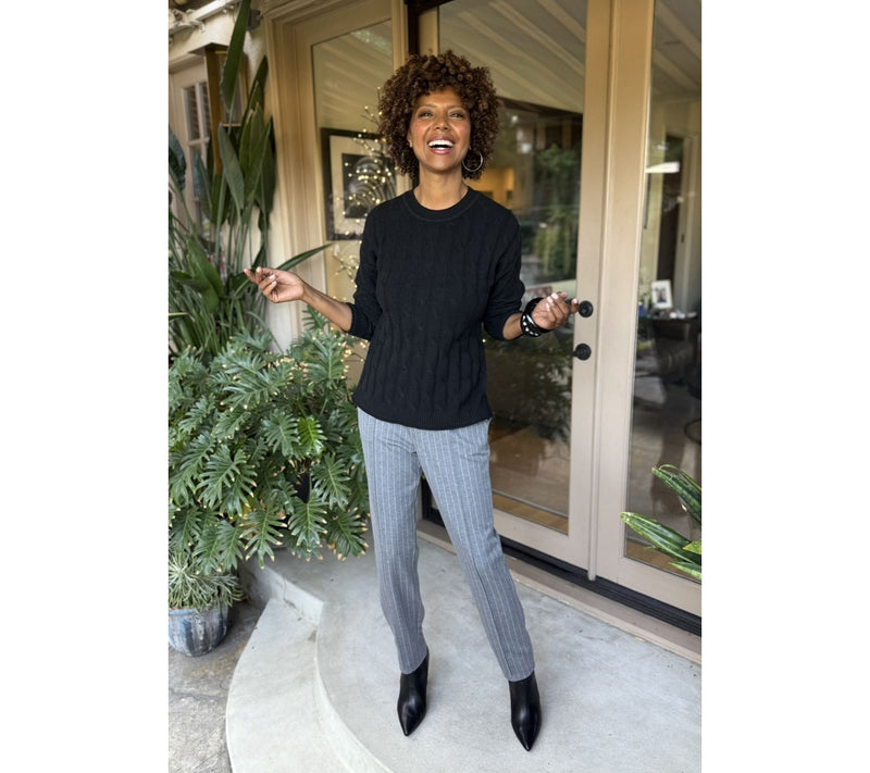 BEAUTIFUL by Lawrenc Zarian Regular Pull-On Pinstripe Pants — View 12