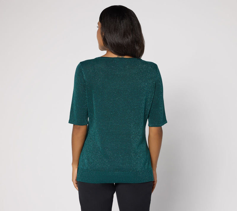 Jingle Belles by Kim Gravel Glam Lurex Layering Sweater — View 4