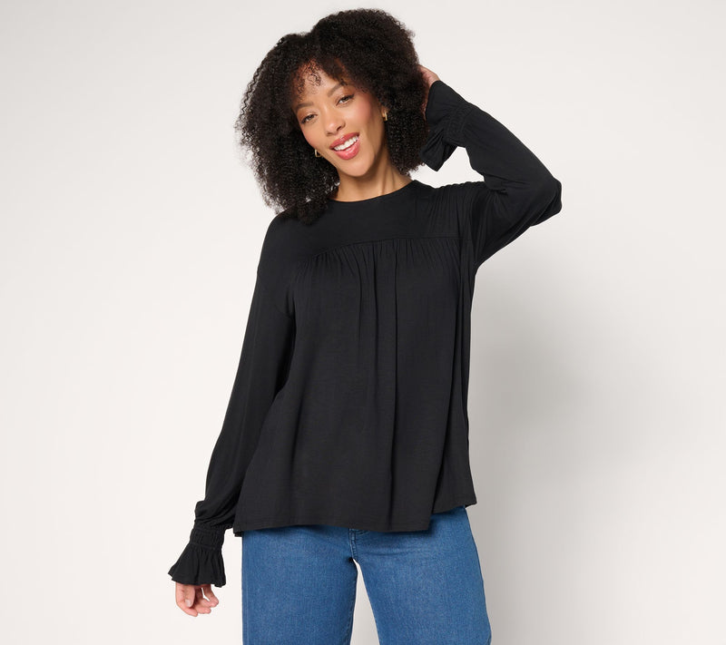 Me by Jennie Garth Buckingham Knit Blouse with Shirring — View 12
