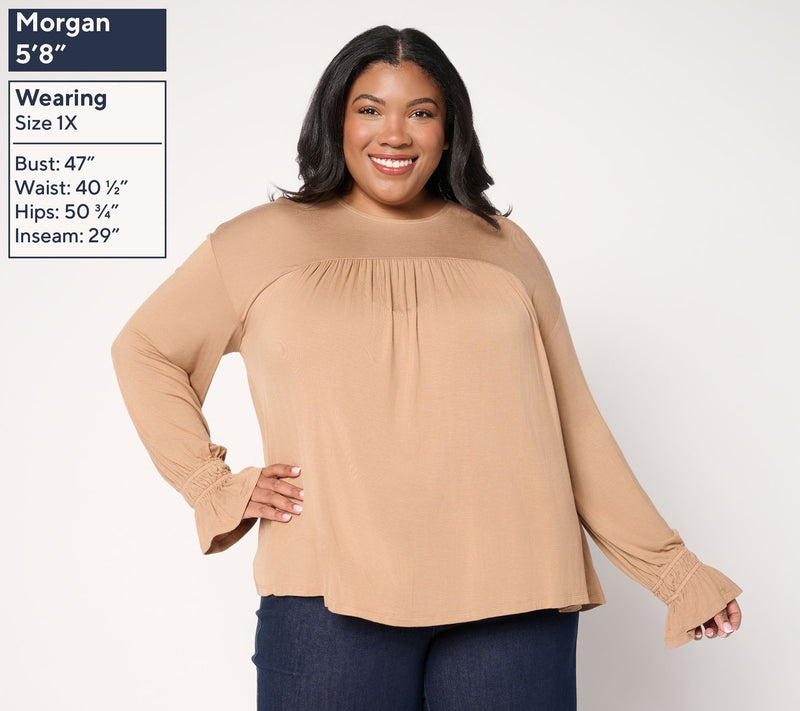 Me by Jennie Garth Buckingham Knit Blouse with Shirring — View 4