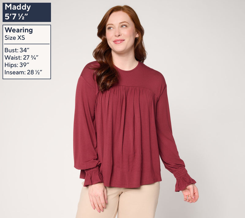 Me by Jennie Garth Buckingham Knit Blouse with Shirring — View 5
