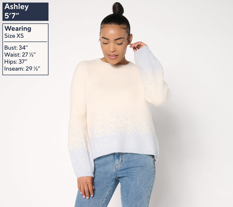 Me by Jennie Garth Raglan Sleeve Ombre Cloud Sweater — View 3
