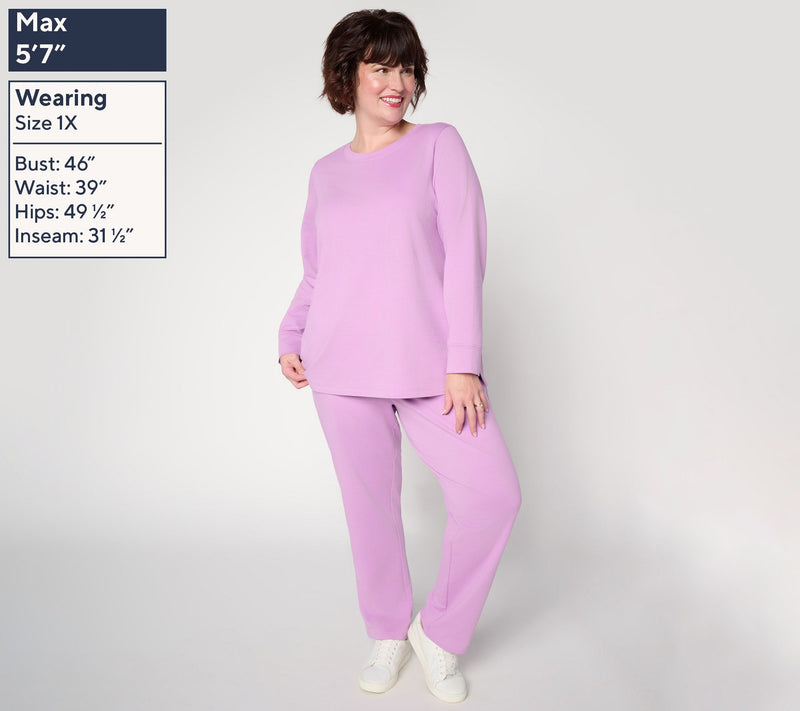 Denim & Co. Regular EasyWear French Terry Top & Pant Set — View 2