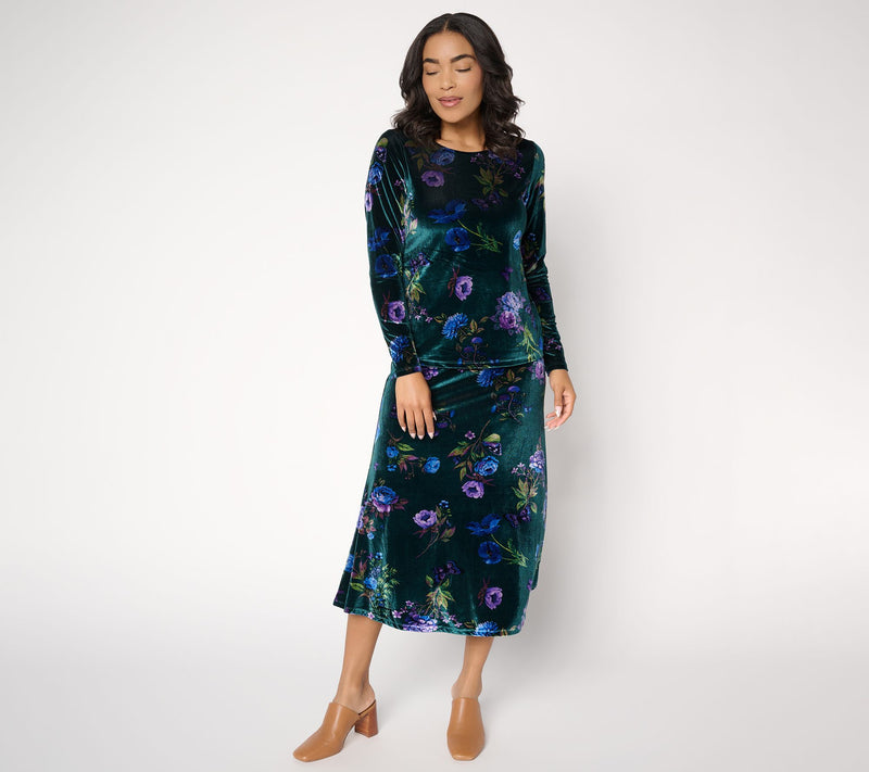 Women with Control Printed Velvet Ballet Neck Top — View 8