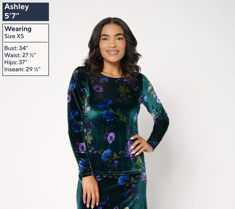 Women with Control Printed Velvet Ballet Neck Top — View 6