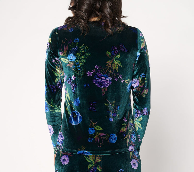 Women with Control Printed Velvet Ballet Neck Top — View 7