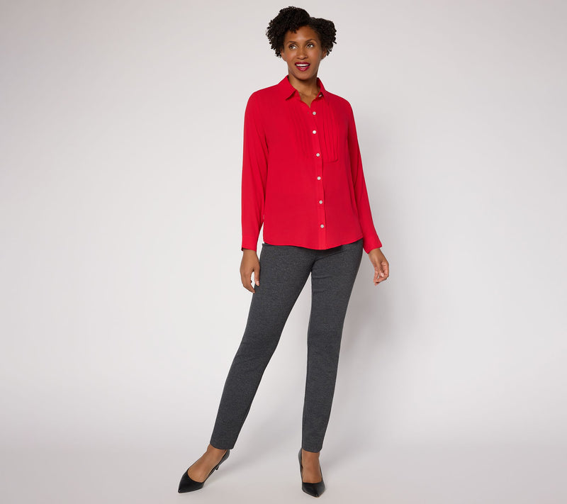 Joan Rivers Pintuck Long Sleeve Blouse with Sparkle Buttons — View 5